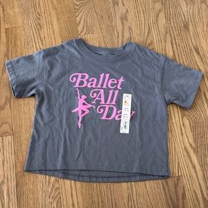 SO Ballet All Day Gray and Pink Short Sleeve Tee